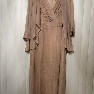 R&M Richards Shimmering Tan Maxi Dress